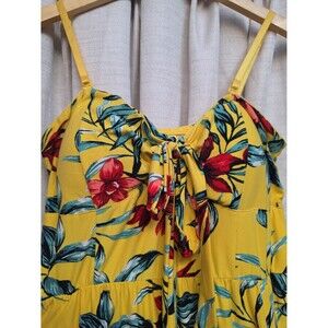 Size XL 15-17 stretch Floral one piece spaghetti strap wide leg pant jumpsuite.